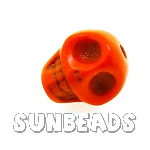 Turquoise kraal skull 12mm (oranje) - Klik op de afbeelding om het venster te sluiten