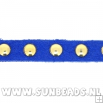 Suede veter met studs 6mm (kobaltblauw)