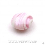 Glaskraal rond plat swirl (roze)