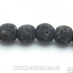 Lava kraal rond 12mm (zwart)