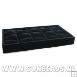 Armband/horloge display, velours, zwart, 15 kussentjes