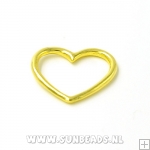 Metalen hanger hartje open 25mm (goud)