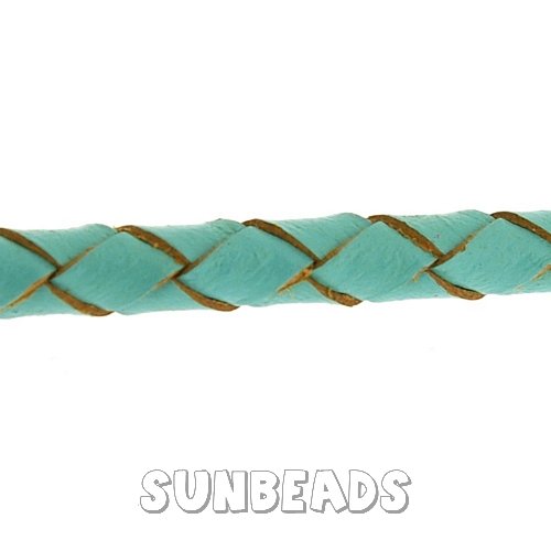 Gevlochten leerveter 5mm, 3mtr (turquoise) - Klik op de afbeelding om het venster te sluiten