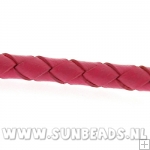 Gevlochten leerveter 5mm, 3mtr (roze)