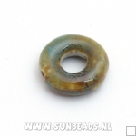 Keramiek kraal ring (blauw/groen)