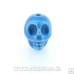 Keramiek kraal skull (blauw)