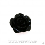 Acryl kraal roosje 15mm zwart