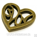 Metalen tussenstuk hart 28mm (oudgoud)