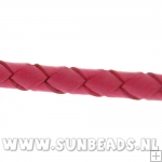 Gevlochten leerveter 4mm, 3mtr (roze)