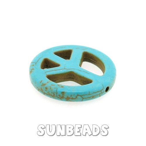 Turquoise hanger peaceteken 25mm (turquoise) - Klik op de afbeelding om het venster te sluiten