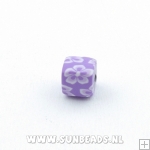 Fimo kraal blokje 8mm (lila)