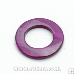 Schelp kraal rond open 24mm (paars)