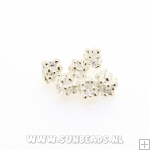 Metalen kraal bewerkt 4mm (zilver)