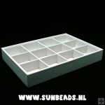 Vakkenbak display, pu leer, wit, 12 vakjes Vakkenbak display, pu leer, wit, 12 vakjes