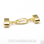 Metalen slot tbv rond leer 5mm (goud)