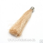 Kwastje satijndraad 85mm beige met zilveren kapje