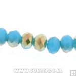 Facetkraal 4x3mm (turquoise/goud)