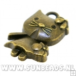 Metalen bedel Hello Kitty (oud goud)