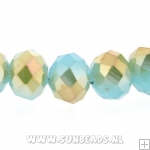 Facet kraal donut 6x4mm (zeegroen/goud)