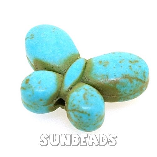 Turquoise kraal vlinder 14mm (turquoise) - Klik op de afbeelding om het venster te sluiten