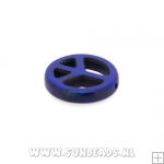 Turquoise kraal peaceteken 20mm (donkerblauw)