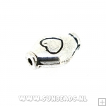 Metalen kraal ruit met hartje (zilver)