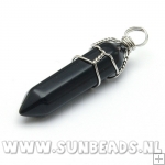 Halfedelsteen hanger met draad kapje (onyx)