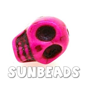 Turquoise kraal skull 12mm (roze) - Klik op de afbeelding om het venster te sluiten