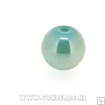 Glaskraal rond 8mm luster (blauw/groen)