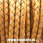 Gevlochten leerveter 4mm, 3mtr (naturel)