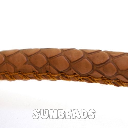 Pu leer stitched cord 5mm 3 mtr (bruin snake) - Klik op de afbeelding om het venster te sluiten