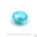 Glaskraal swirl rond plat (lichtblauw)