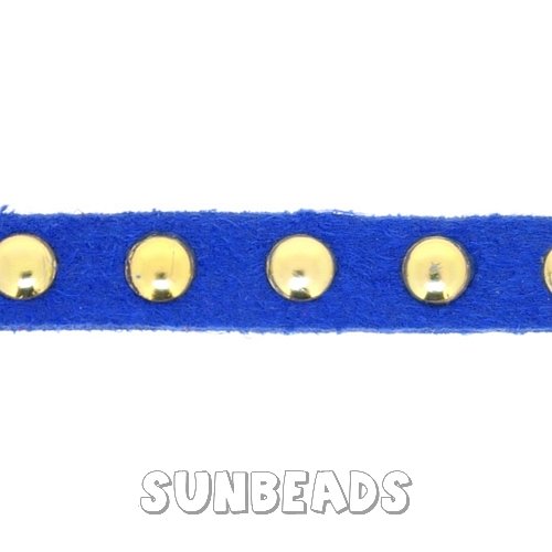 Suede veter met studs 6mm (kobaltblauw) - Klik op de afbeelding om het venster te sluiten