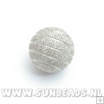 Metalen kraal rond 12mm (zilver met streep)