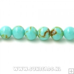 Halfedelsteen rond 4mm (licht turquoise geaderd)