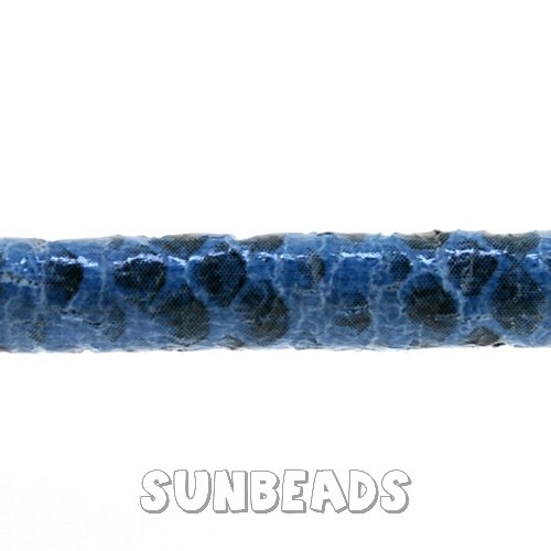 Pu leer stitched cord 5mm 2 mtr (turquoise snake) - Klik op de afbeelding om het venster te sluiten