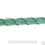 Gevlochten leerveter 5mm, 3mtr (turquoise)