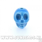 Keramiek kraal skull (blauw)