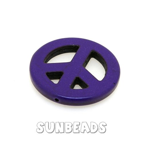 Turquoise kraal peaceteken 34mm (paars) - Klik op de afbeelding om het venster te sluiten