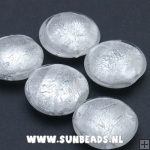 Glaskraal rond met silverfoil (wit)