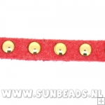 Suede veter met studs 6mm (koraal)