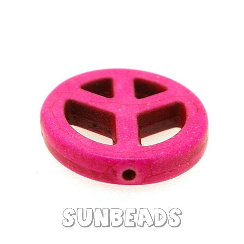 Turquoise kraal peaceteken 20mm (roze) - Klik op de afbeelding om het venster te sluiten