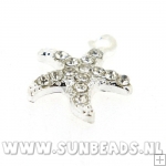 Metalen bedel zeester met strass (zilver)