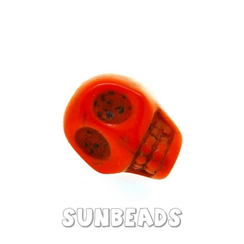 Turquoise kraal skull 14mm (oranje) - Klik op de afbeelding om het venster te sluiten