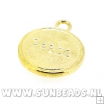 Metalen bedel rond peace (goud)