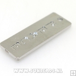 Metalen bedel langwerpig met peace (zilver)