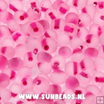 Rocailles 3mm wit frost buitenkant en fuchsia binnenkant