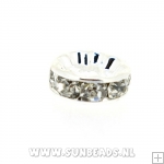 Metalen spacer met strass (zilver)