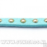 Suede veter met studs 6mm (lichtblauw)