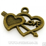 Metalen bedel love (oudgoud)